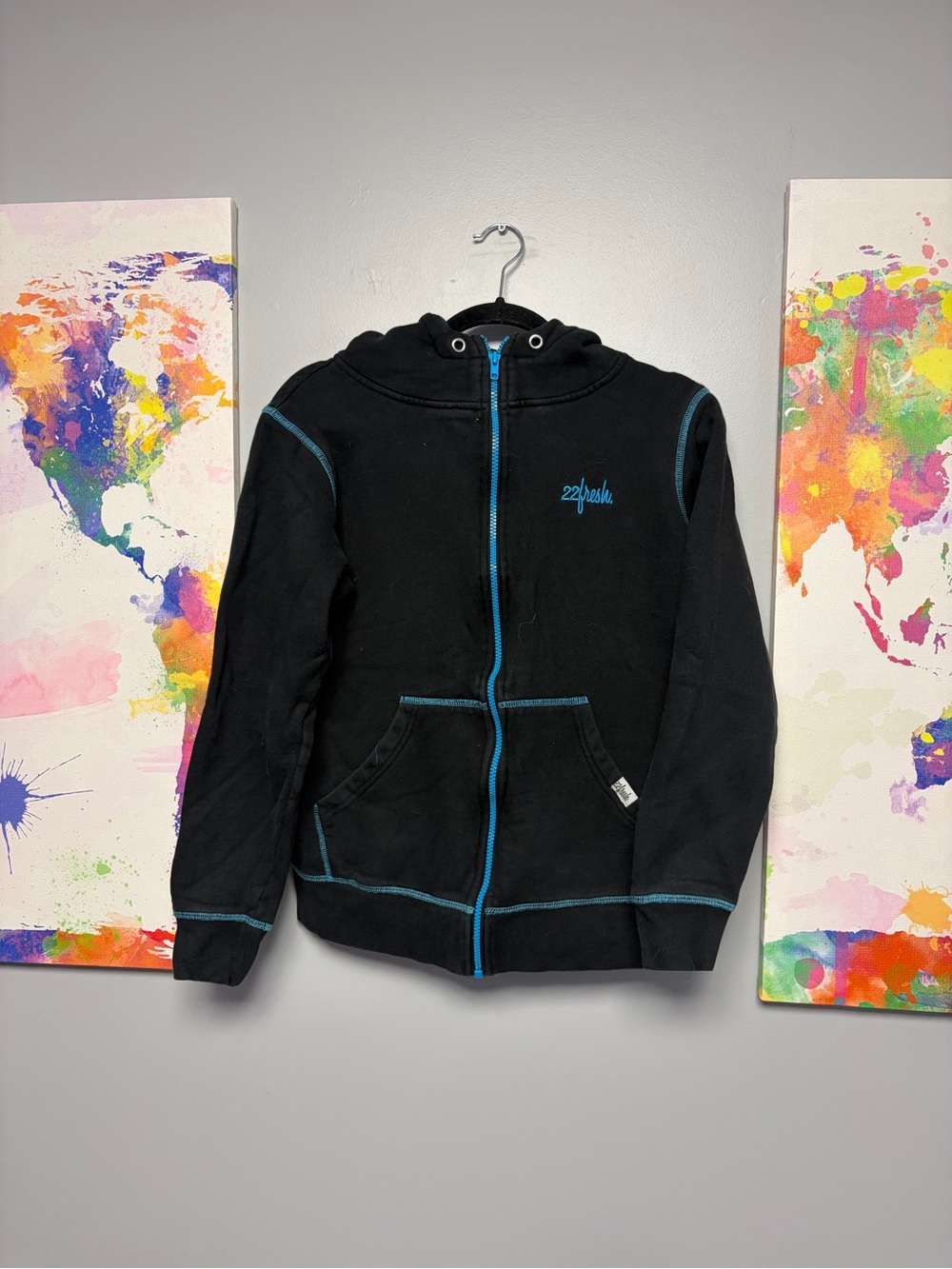 22 fresh Black Hoodie with Blue Accents (Canadian made)